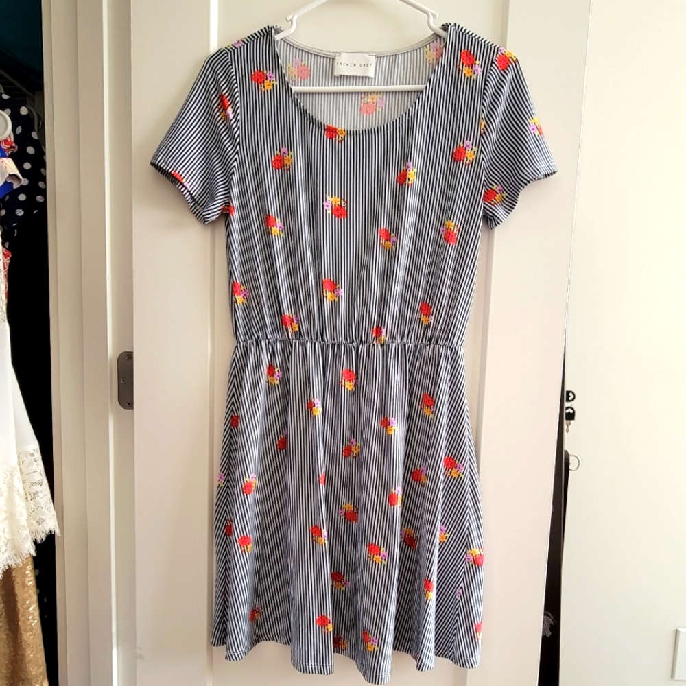 Hastings Brushed Knit, Navy Stripe Floral, Size S (6)